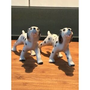Vintage Relco Japan Dalmatian Dog Salt and Pepper Shakers Hand Decorated w/Corks